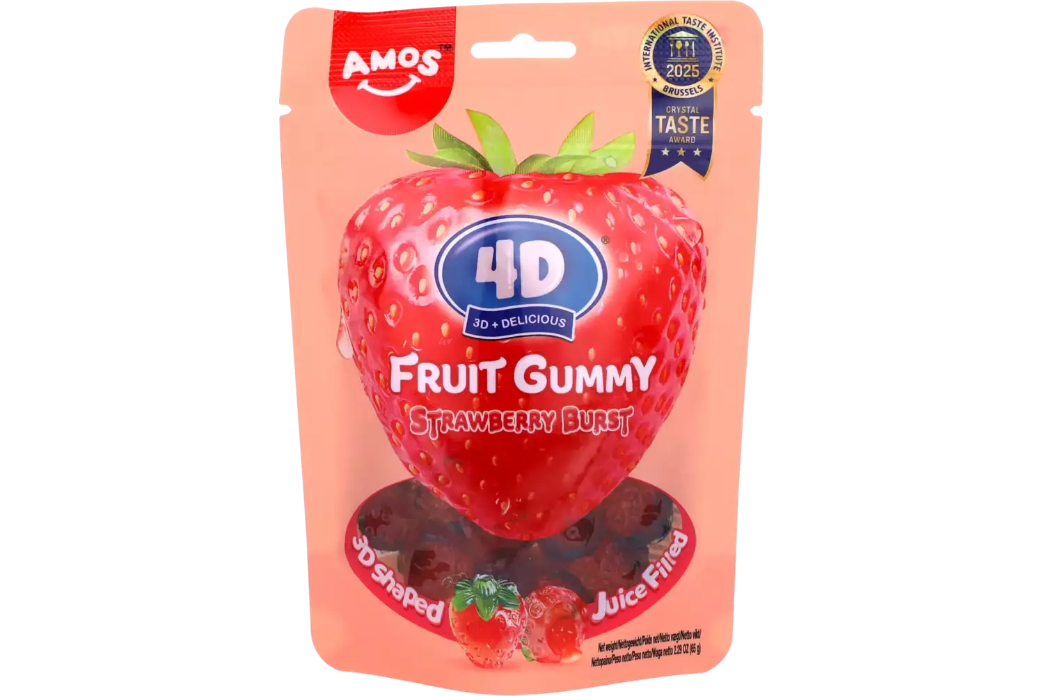AMOS 4D GUMMY FRESA 65G