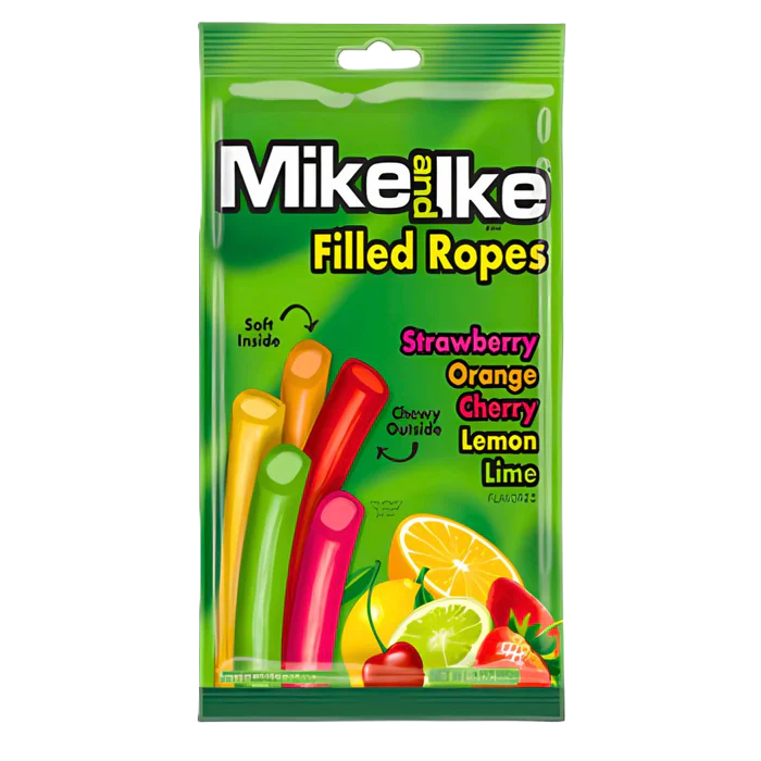 Dulces Rellenos Mike and Ike Filled Ropes (85g) - Sabores Frutales