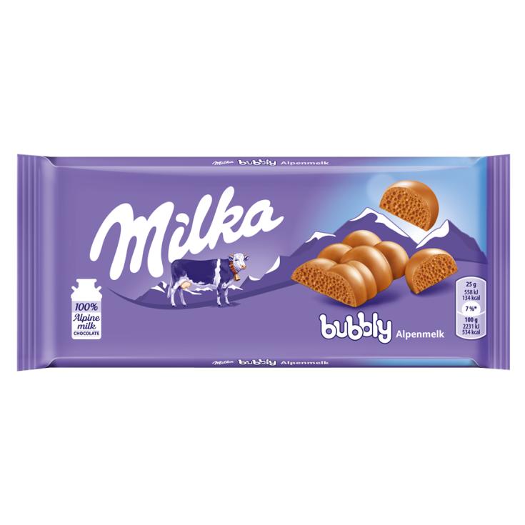 Chocolate Milka Bubbly (90g) - Cremoso Chocolate con Leche Alpina y Burbujas