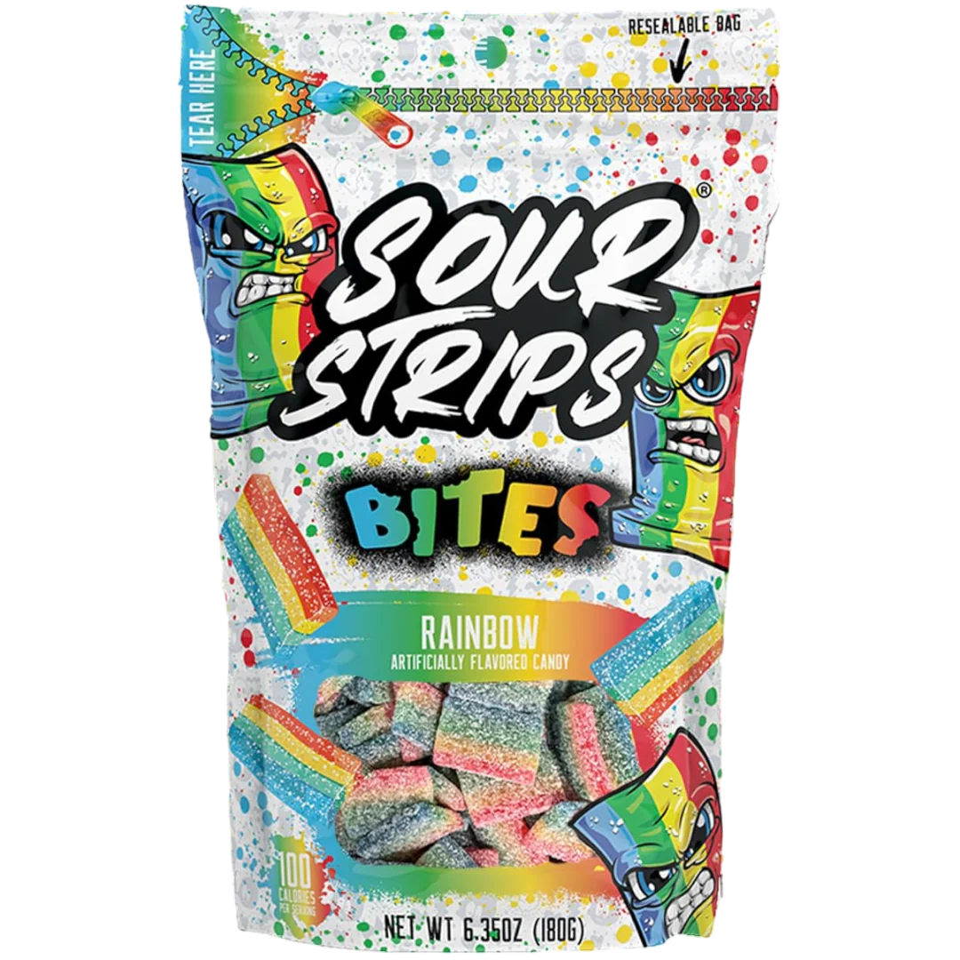 Sour Strips Bites Sabor Rainbow (180g) - Dulce Extremadamente Ácido