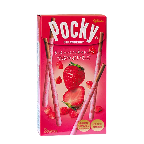 Pocky Glico "Tsubu-Tsubu" Strawberry - Con Trocitos de Fresa Real (55g)