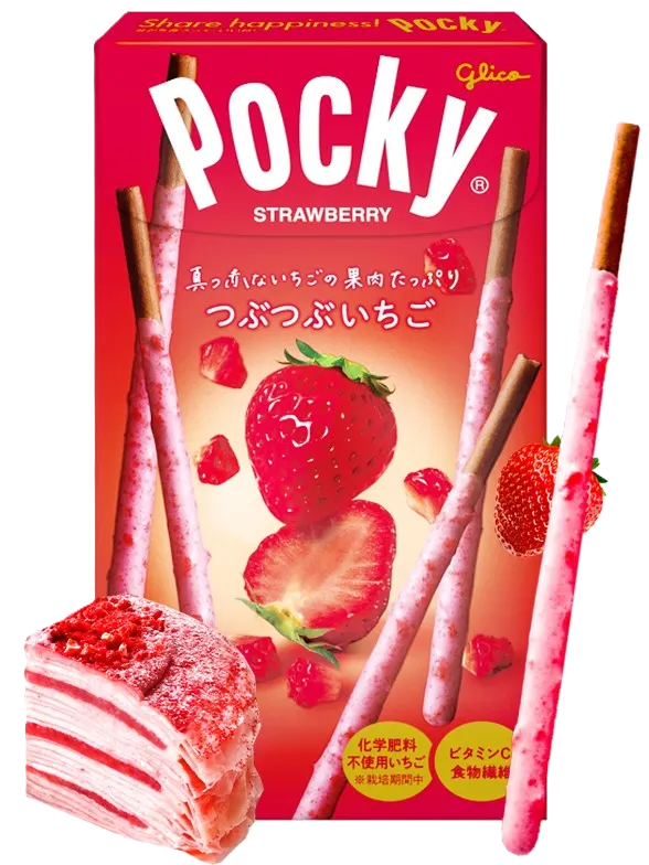 Pocky Glico "Tsubu-Tsubu" Strawberry - Con Trocitos de Fresa Real (55g)