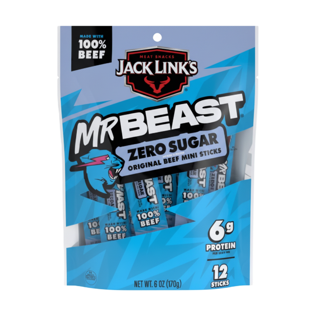 Beef Mini Sticks Jack Link's x MrBeast Cero Azúcar (170g / 12 pzs)