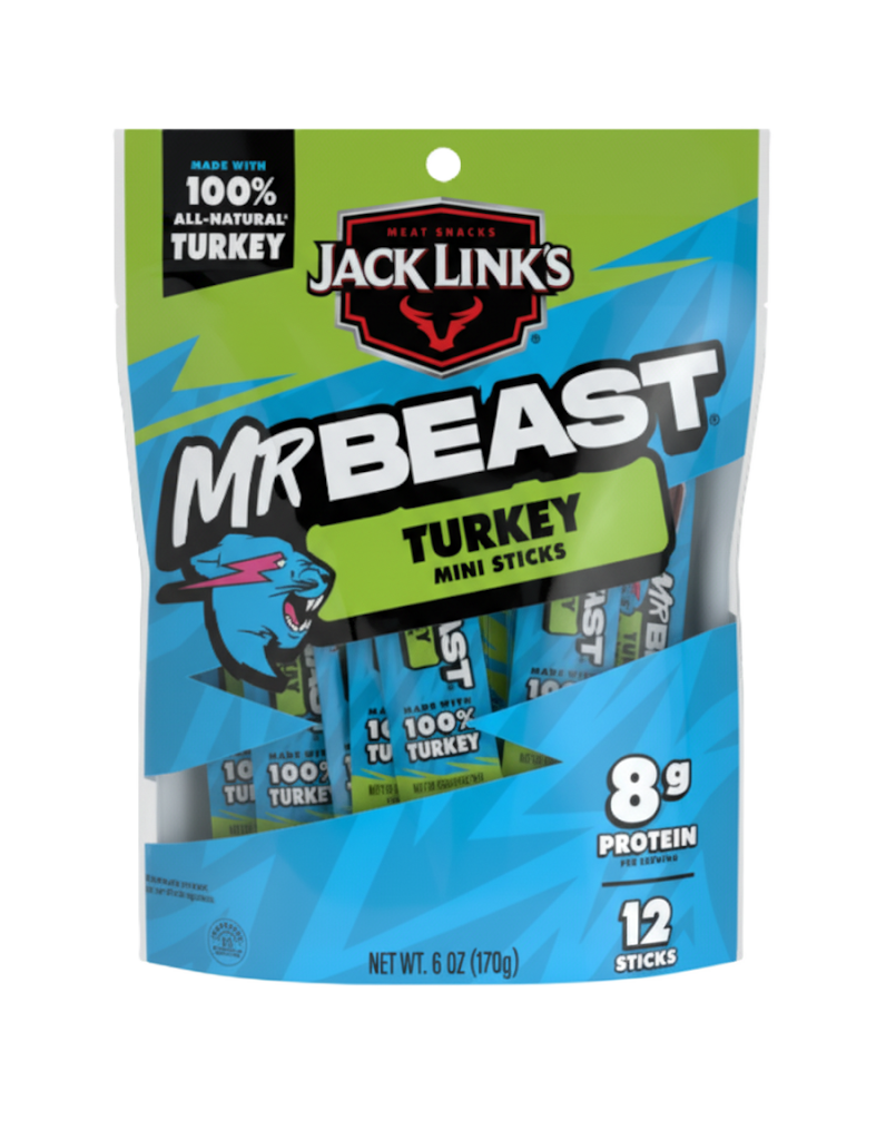 Turkey Mini Sticks Jack Link's x MrBeast (170g / 12 pzs) - Sabor Pavo
